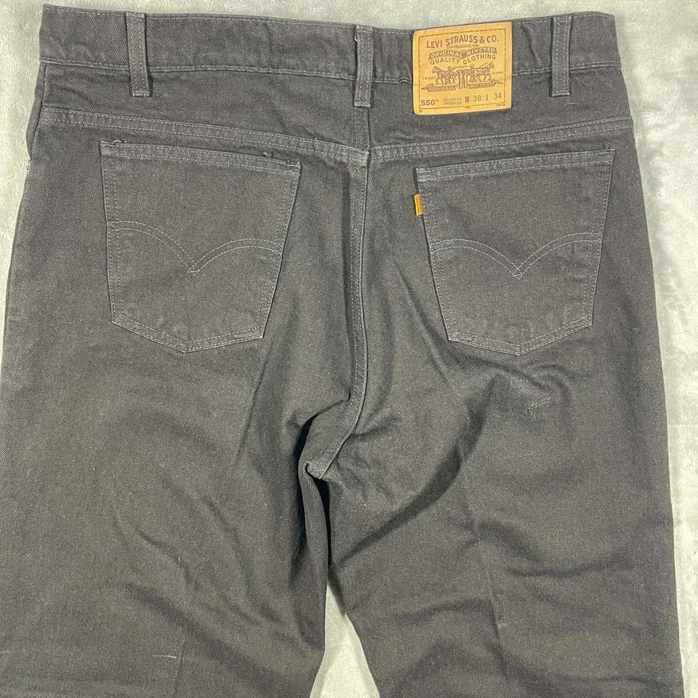VTG 90's Orange Tab‎ Levis 550 Mens Black Relaxed Fit Tapered Jeans 38(36.5)x34